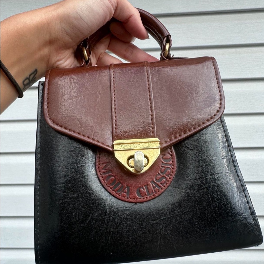 Moda Classic’ Mini Black/Brown Leather Purse